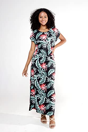 Image of Hawaii Hangover Women's Hawaiian Cap Sleeve Maxi Dress Signature Prints | Cap Sleeves; Maxi Length; Soft Rayon Fabric; Signature Tropical Prints; Resort Vacation Style