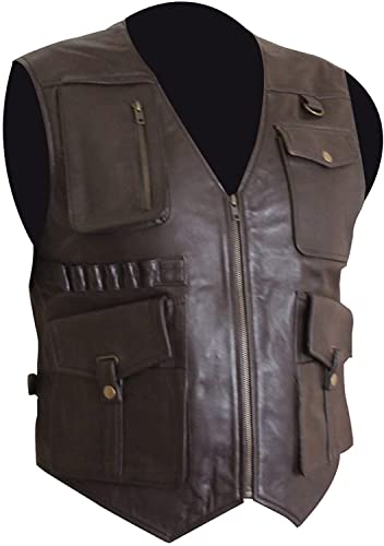 Men’s Jurassic world Real Leather vest | Chris Pratt Brown Genuine Leather Vest | brown Pure leather vest for men3
