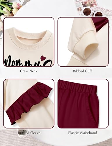 Toddler Girl Clothes Ruffle Long Sleeve Baby Girl Clothes Solid Crewneck 2pcs Outfits Sweatshirt Pant Sets 12M-4T