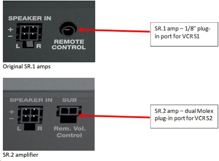 Audison SR.1 and SR.2 amplifier remote control connection ports