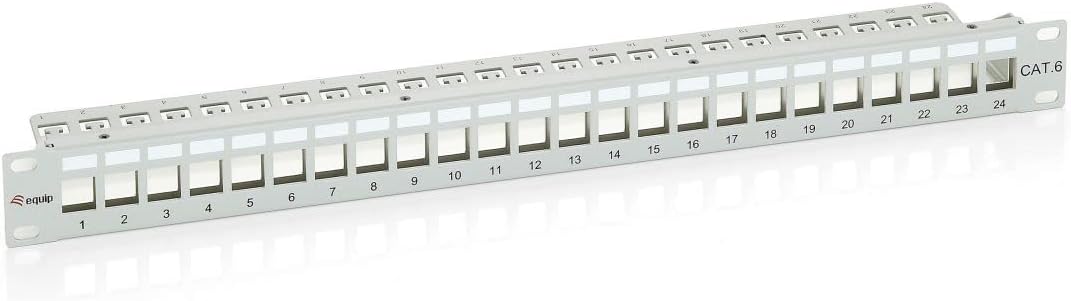 Equip Patch Panel 24x RJ45 Cat6 19 Inch 1HE Keystone RAL 7035