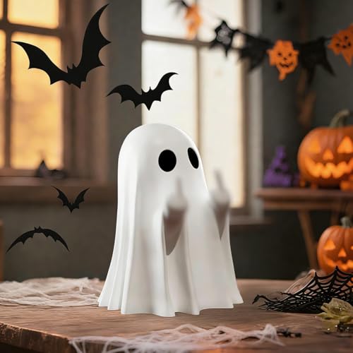 TSFGDYL Halloween Ghost Figurine Spooky Resin Ghost Statue Halloween Decor Indoor Cute Finger Ghost Ornaments Funny Coffee Table Centerpieces Home Office Decor
