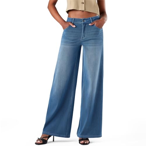 Fanica Wide Leg Jeans for Women Dusty Blue X-Large