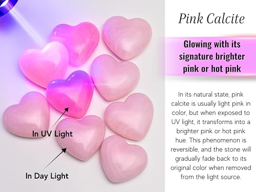 Image of Certified Pink Calcite Crystal Heart Palm Pebbles Stones for Anxiety Stress Relief Massage - AAA Grade Original Healing Gemstone Agate Heart Palm Stone for Yoga Meditation Spiritual
