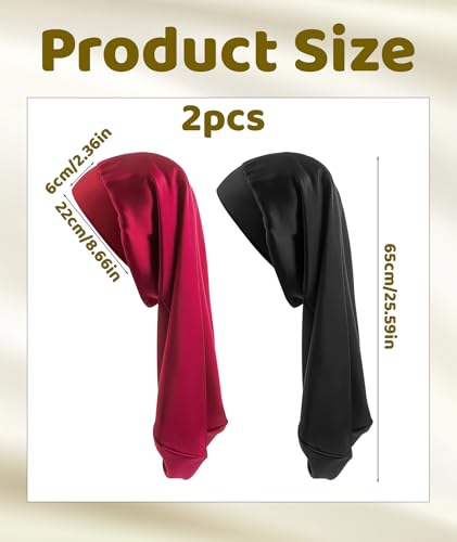 Image of 2-Pack Silk Bonnet for Sleeping, Satin Hair Cap for Sleeping, Bonnet for Curly Hair, Hair Bonnet for Women, Hair Cap for Sleeping, Satin Hair Bonnet for Night Hair Protection