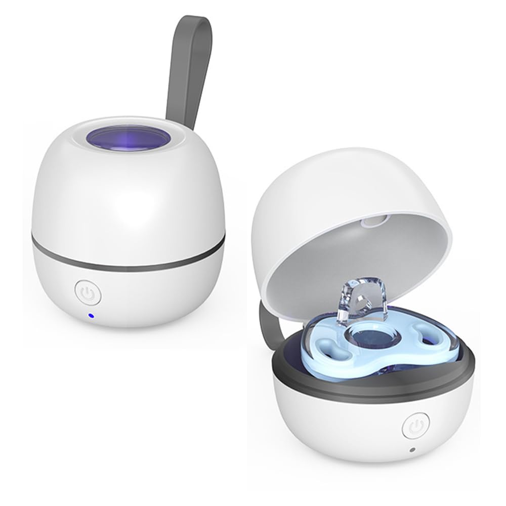 RNPKZ UV Dummy Steriliser, Portable Dummy Steriliser for Pacifier, Lightweight Mini UV Steriliser Box with Type-C Rechargeable, Portable UV Pacifier Cleaner for Baby Pacifier, Bottle Nipples (White)