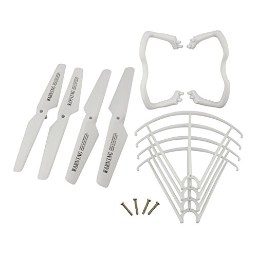 Upgraded Spare Parts for Syma X5 X5C X5C-1 RC Mini Quadcopter Toy Main Blade Propellers Propeller Protectors Blades Frame Landing Skid Included Mounting Screws Set White