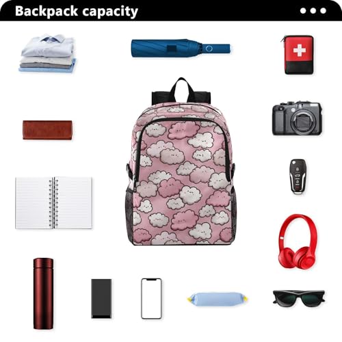 AIXIWAWA Lightweight Hiking Backpacks Cute Cloud Print, Foldable Waterproof Daypack for Commute Travel2