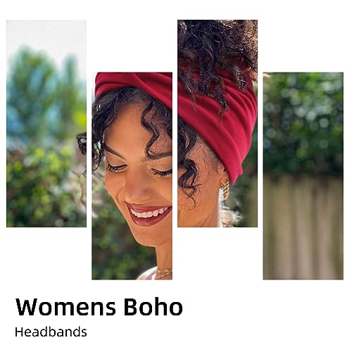 AKTVSHOW 7'' Wide Headbands for Women, 10 Pack Large Boho Turban Headband Fashion Non Slip Hairbands Thick Head Wraps Yoga Workout Hair Accessories - Image 6