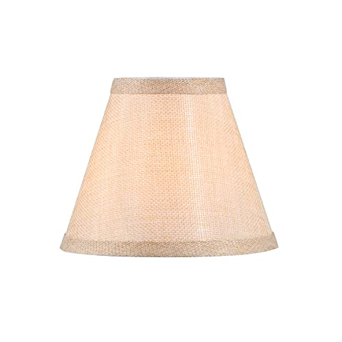 Image of Aspen Creative 51020-2, Hardback Empire Transitional Clip-On Chandelier Shade, Gold Linen Texture Fabric, 3 inch Top x 6 inch Bottom x 5 inch Slant, Set of 2