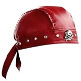 Biker Rock Bandana Doo Do Rag Headwrap Punk Skull Cap Du Rag Red Unisex (Red)