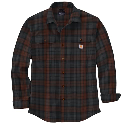 Image of Carhartt Men's Loose Fit Heavyweight Flannel Long-Sleeve Plaid Shirt