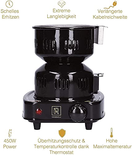 M. ROSENFELD Shisha Elektrischer Kohleanzünder – FIRE Tower 3.0 (Schwarz) (Fire Tower & Shisha Kohle x2) (Fire Tower… – Bild 3