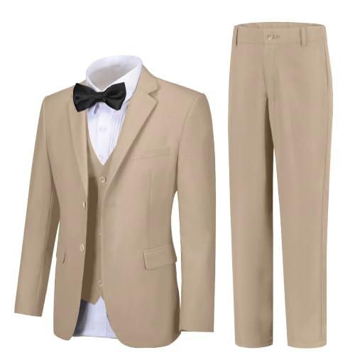 Image of Boy Suits 5 Pieces Formal Suit Set with Adjustable Waist Kids Dress Suit for Wedding Prom