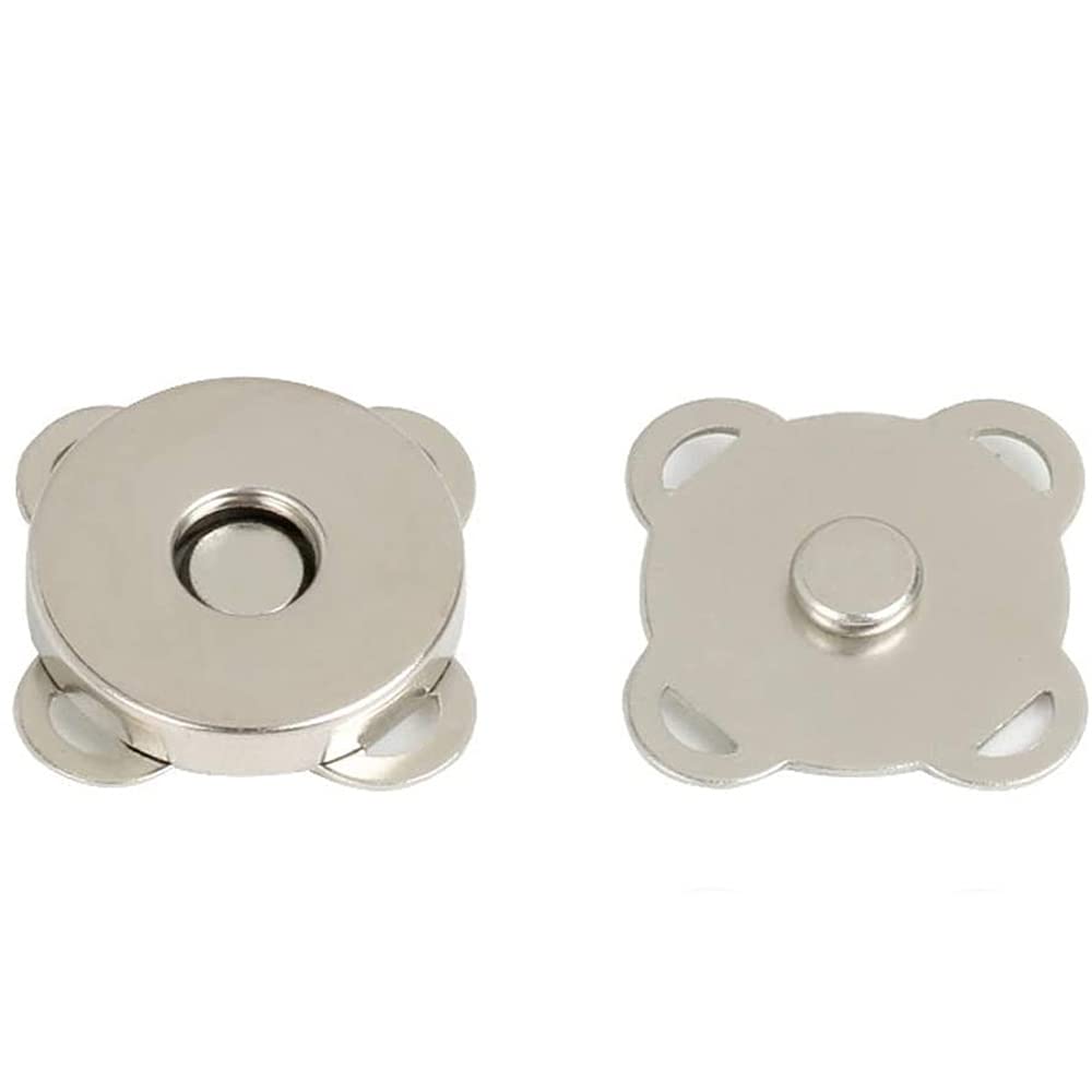 ANCLLO 20 Sets 18mm Sew in Magnetic Plum Blossom Bag Button Snaps Clasps Great for Purses Bags Clothes(Silver)