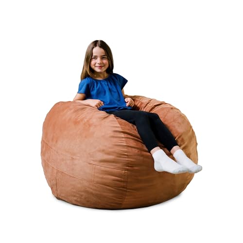 Image of Big Joe Fuf 3.5Ft Foam Bean Bag Chair for Kids, Teens, Bronze Plush Soft Polyester, 3.5 Foot Large Ultra-Soft Seat for Gaming, Bedroom, Reading Nook | Premium Shredded Foam Filled, Plush, Safe for Kids Ages 3 and Up, Supports Up to 200 lbs