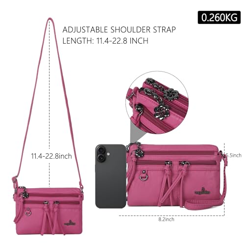 Image of Angel Kiss Small Crossbody Bag for Women Leather Crossbody Purse Triple Compartments Cell Phone Purse Shoulder Bags for Women