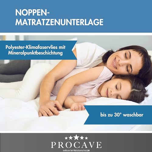 PROCAVE Noppenschoner für den Lattenrost in verschiedenen Größen - Made in Germany | Matratzen-Unterlage und Matratzen-Schoner 140x200 cm | atmungsaktiv, rutschfest und waschbar