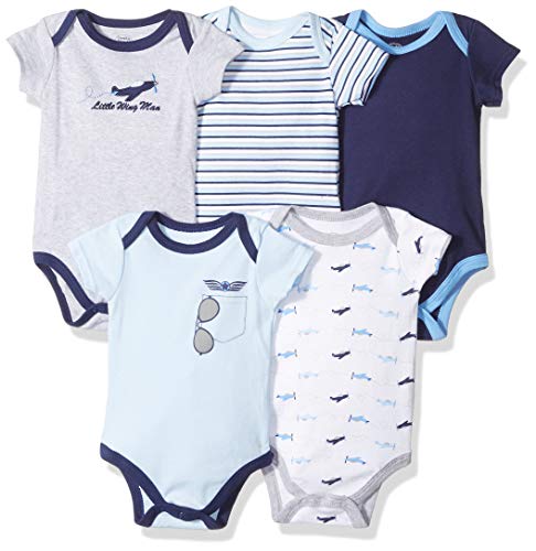 Luvable Friends Unisex Baby Cotton Bodysuits, Airplane, 0-3 Months
