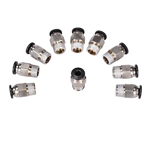 kingprint pc4-m10 macho recto neumático tubo de PTFE Empuje En Quick Fitting Conector para V6 Bowden Extrusora (paquete de 10 piezas)