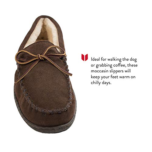 Minnetonka Men's Pile Lined Moccasin Slippers with Hard Soles, 13, Chocolate3
