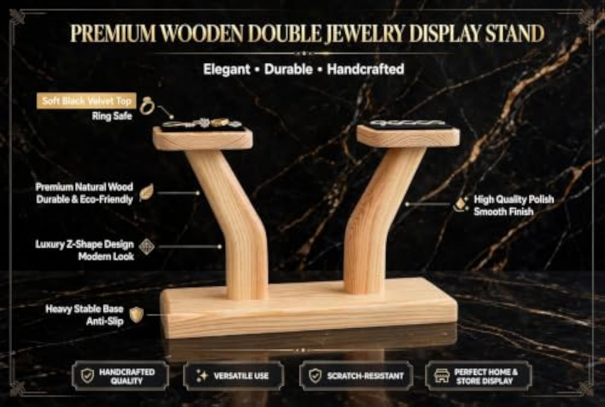 Pine Wood Ring Display Stand Holder for Jewellery