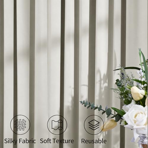 Image of 10ftx15ft Beige Backdrop Curtains for Parties, Wrinkle Free Polyester Beige Photo Backdrop Drapes 2 Panels 15 ft Long Back Drop Cloth for Wedding Birthday Photography Background Party