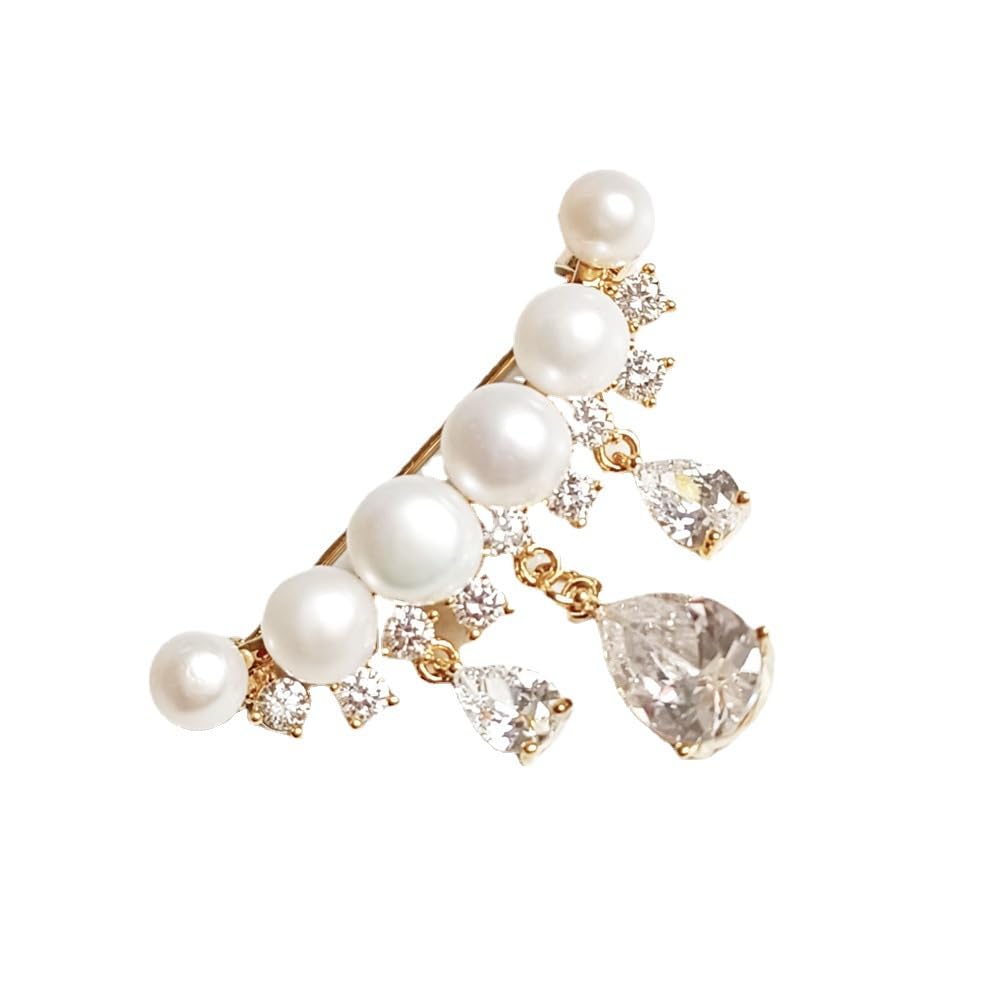 Spilla da donna per anniversario, regalo per moglie, spilla con perle naturali selezionate a mano di qualità AAA e moissanite color D, regalo per mamma, fidanzata, lei, NO11227, metallo, perla