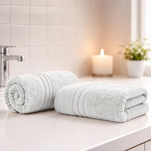 Image of Jasmine Quick Dry, Super Absorbent, Soft Beach, Bath & Sports Towel, White 70 x 140cm - 350 GSM Towel