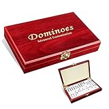 Dominoes Double 6 Domino Game Wooden Box Includes 28 Tiles with Spinner White Dominos for Adults and...