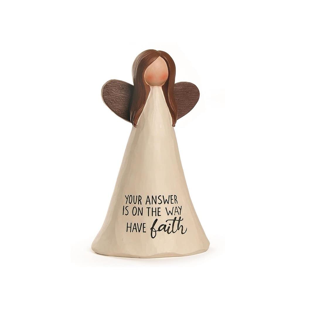Blossom Bucket Feather & Grace Hand Painted Resin Decorative Figurine Resin with Have Faith Message Pefect Decortation for Living Room, Bookshelf, Desk Gift for Friend & Family