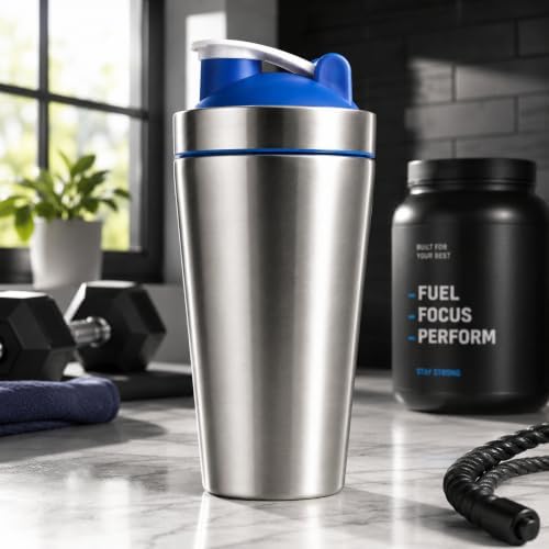 Stainless Steel Protein Shaker Bottle with Flip-Top Lid - 2