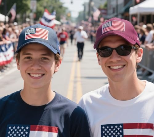 Image of 2-Pack USA Flag Hats for Men Baseball American Flag Hats for Men USA Cap USA Tactical Washed for Women