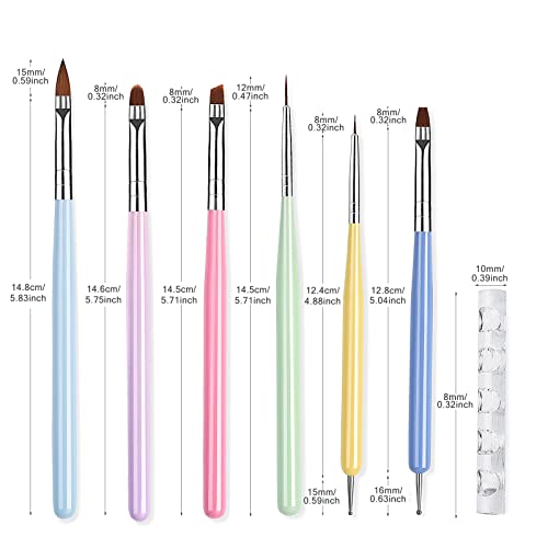 Nail Art Brushes, 7Pcs Nail Brushes For Nail Art With Nail Extension Gel Brush, Builder Gel Brush, Nail Liner Brush, Nail Dotting Brush And Nail Art Brush Holder For Nail Design Gel Polish #TOP2