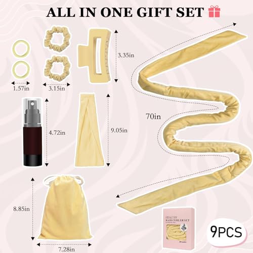 image for ZILAMPU No Heat Curling Rod Headband for Women and Girls, Velour Overn