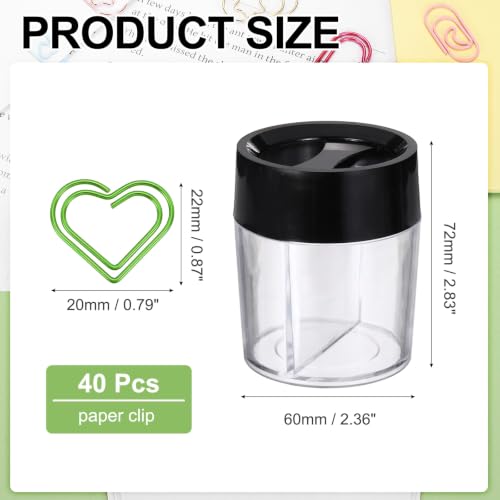 YOKIVE Paper Clip Heart Bookmark Holder Bright Green, 40Pcs | Small Cute Rust-Proof Metal with Black Magnetic Box for Office Home Wedding Photo Crafts Document Note Desk Organizer - Image 2