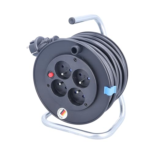 as - Schwabe Avvolgicavo con interruttore di protezione termica – 15 m cavo H05VV-F 3G1,5 – con spina di protezione – 4 prese – 250 V/16 A – IP20 – 810180