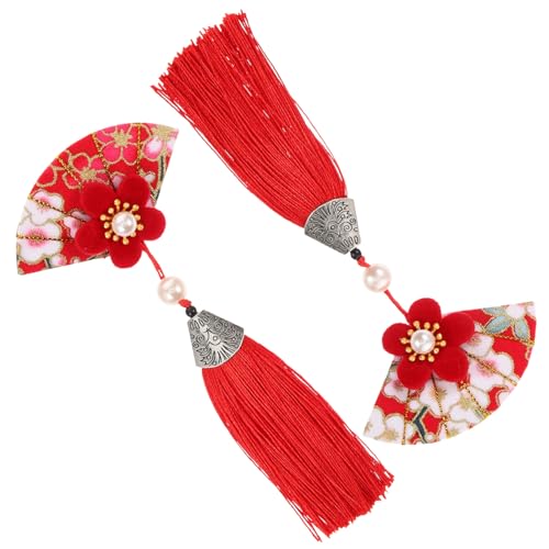 LOORGVEL 2個和風桜タッセルヘアクリップ 女性用髪飾り 軽量で着脱簡単 厚髪 細髪対応 日常 パーティー 写真撮影向け
