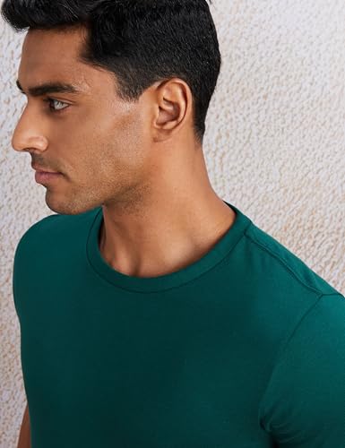 Image of Amazon Brand - Symbol Men's Solid Cotton T Shirt | Round Neck | Half Sleeve | Plain-Regular Fit (Available in Plus Sizes)