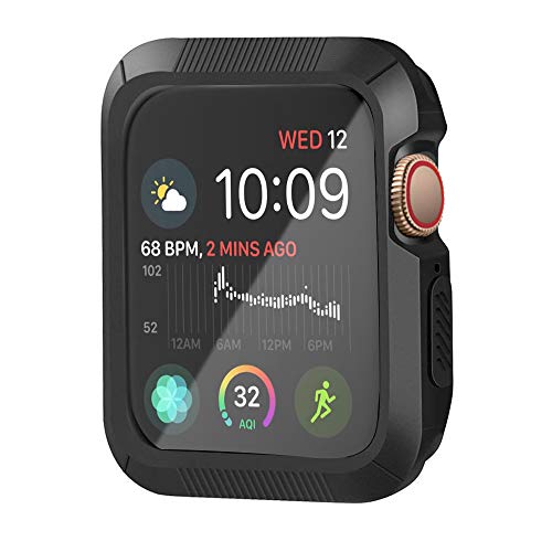 MARGE PLUS Compatible with Apple Watch Case 44mm Series 4, Shock Proof Shatter-Resistant Protective Bumper Case Replacement for iWatch Series 4 - Black.