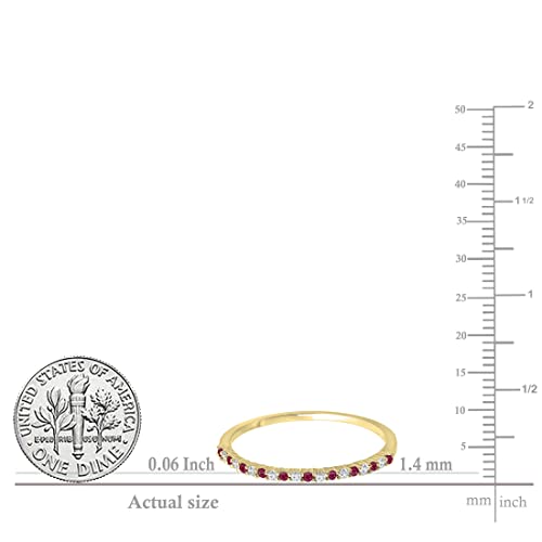 Dazzlingrock Collection Alternate Round Ruby & White Diamond Wedding Stackable Band for Women in Solid Gold 5