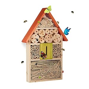 Relaxdays Buntes Insektenhotel für Schmetterlinge, Käfer