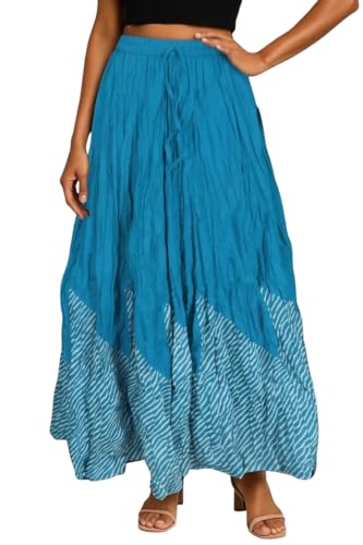 Image of Premium Long Skirt | Stylish Long Crushed Cotton & Unique Prints | Floor Length Skirt for Women | Elastic Waist Premium Maxi Skirt - Comfortable Casual Wear