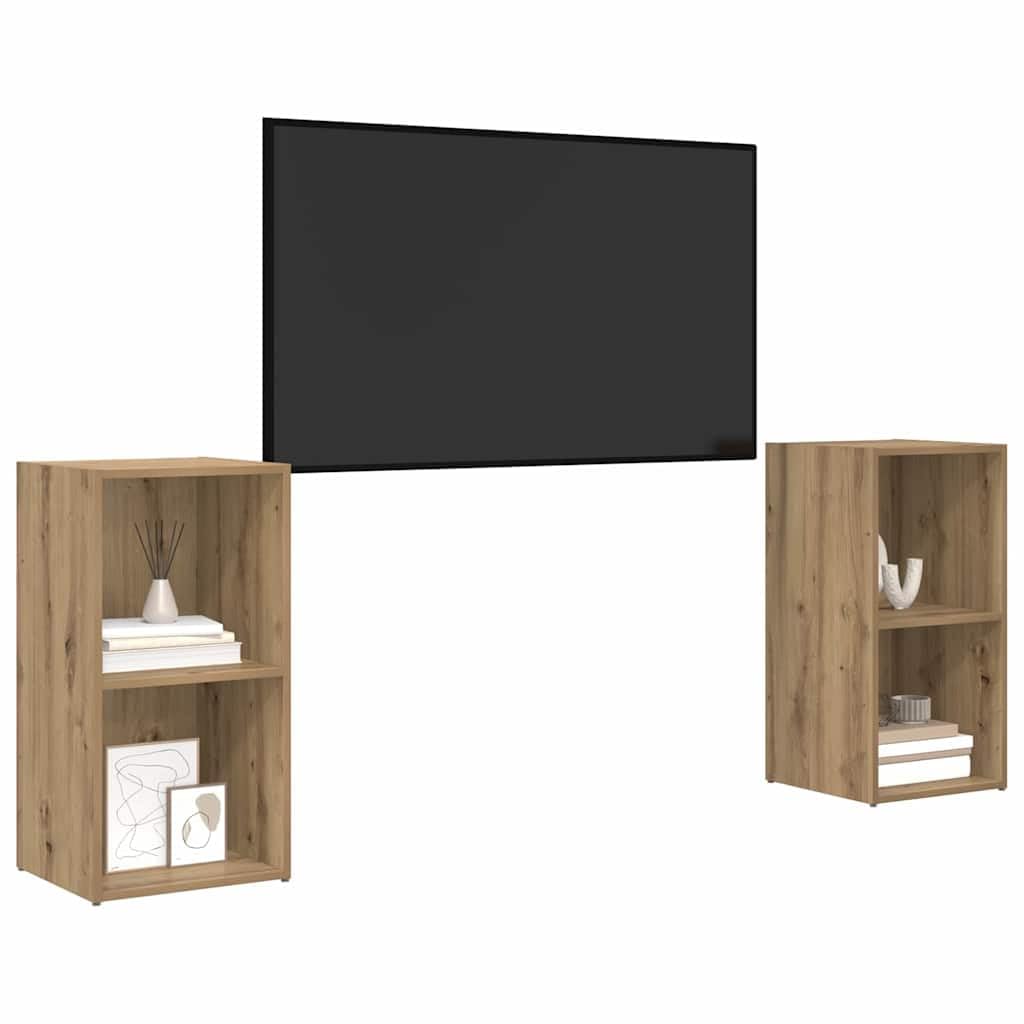 Mueble de TV de 2 piezas de madera de roble Artisan montado en la pared, estantería de 107 x 37 x 2 cm, mueble para TV, mueble de medios de comunicación para sala de estar ordenada y