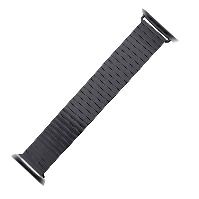 Para Apple Watch Band 44mm 40mm 42mm 38mm 41mm 45mm Acero inoxidable Pulsera de metal magnético milanés (color: negro, tamaño: 42MM)