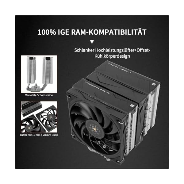 Thermalright Royal Knight 120 - Enfriador de aire para CPU (doble torre, 6 tubos de calor, 2 ventiladores PWM de 120 mm, RAM sin obstáculos, para AM4/AM5; Intel 1851/1700/1150/1151/1200/2011) - Image 5