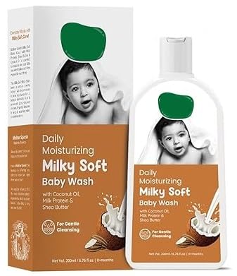 RA Milky Soft Baby Wash - 200ml | with Milk Protein & Coconut Oil | Tear Free Natural Formula for Babies with No Added Sulphates