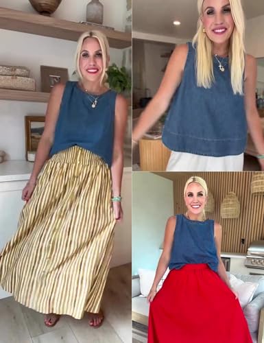 Xiaoxuemeng Womens Denim Top Y2K Sleeveless Jean Tank Tops for Women Crewneck Loose Fit Denim Tank Tops3