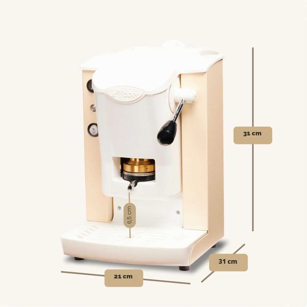 FABER COFFEE MACHINES | Modèle de fente Plast | Machine à café à dosettes ese 44mm | Couleur ivoire plastique Blanc | Pressacialda en laiton