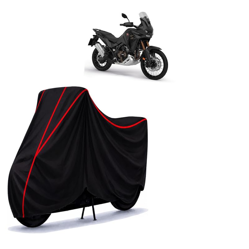Image of Africa Twin Water Resistant Bike Cover for All Motorcycles & Rain | Heavy Duty Taffeta Fabric | UV Protection, Dustproof, Scratchproof | All Weather Two Wheeler Body Cover with Elastic Bottom